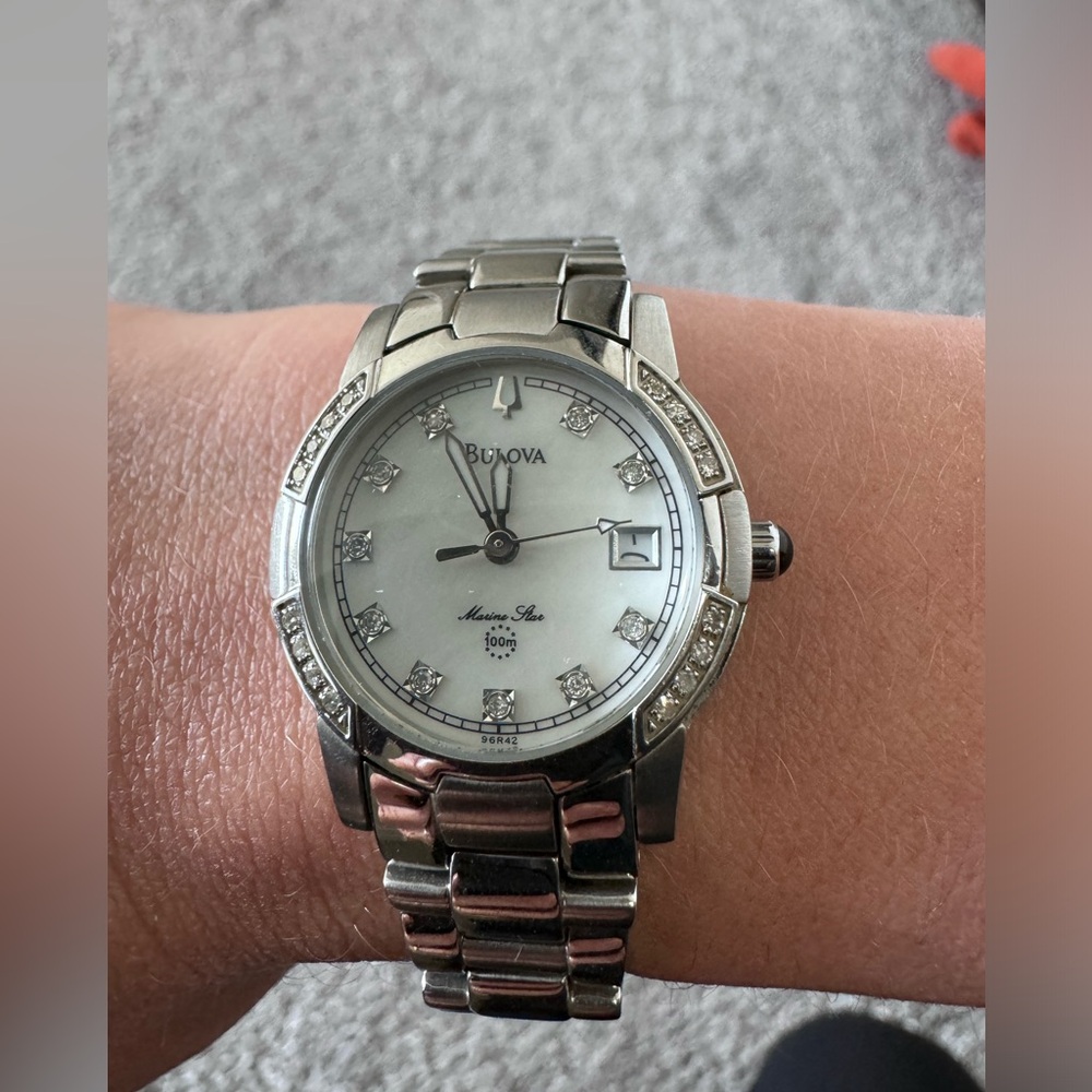 Stainless steel 24 diamond Bulova watch